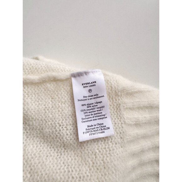 EVERLANE Ivory Snow Alpaca Wool Blend Boxy Cropped Crew Neck Sweater, Size M - Picture 15 of 16